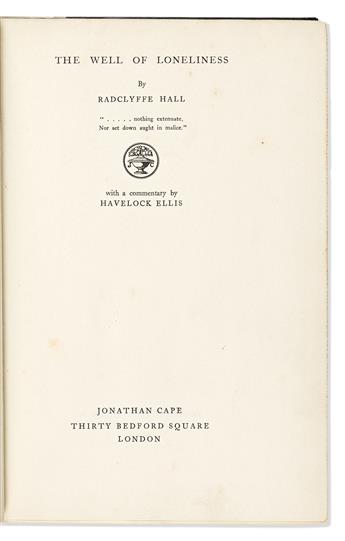 RADCLYFFE HALL (1880-1943) The Well of Loneliness, inscribed first edition.